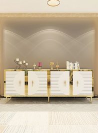 Hanah Home Tuna 180 Consola Roble Zafiro, Blanco y Dorado